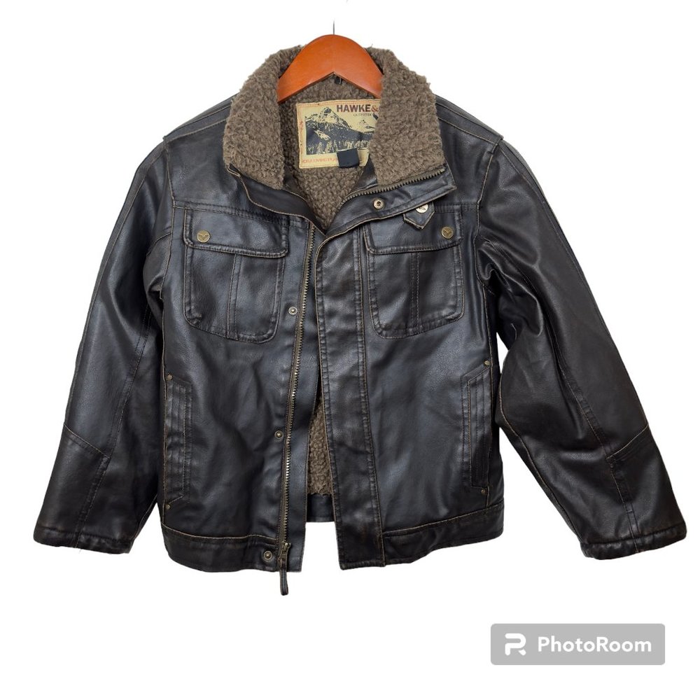 Hawke & Co sherpa moto jacket Faux leather zip jacket size 8